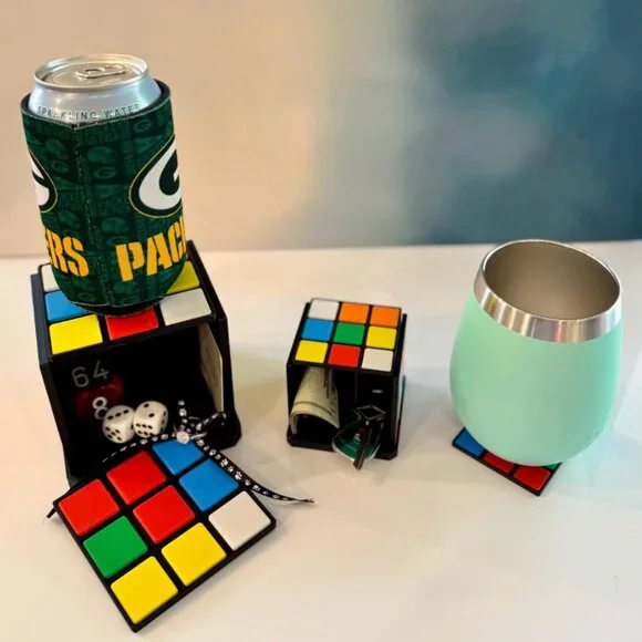 3D Printed Puzzle Cube Stash Box D&D Gift Set Solved & Unsolved 2" & 3" - Picture 3 of 11